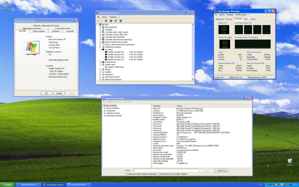 Mac Pro 2006 in bootcamp con WIndows XP