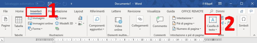 Come fare testo in diagonale casella di testo