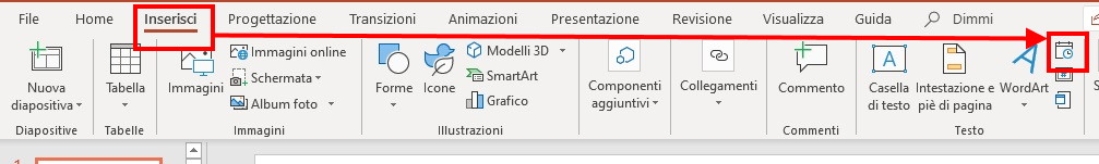 Inserire orologio in powerpoint data e ora ridotte